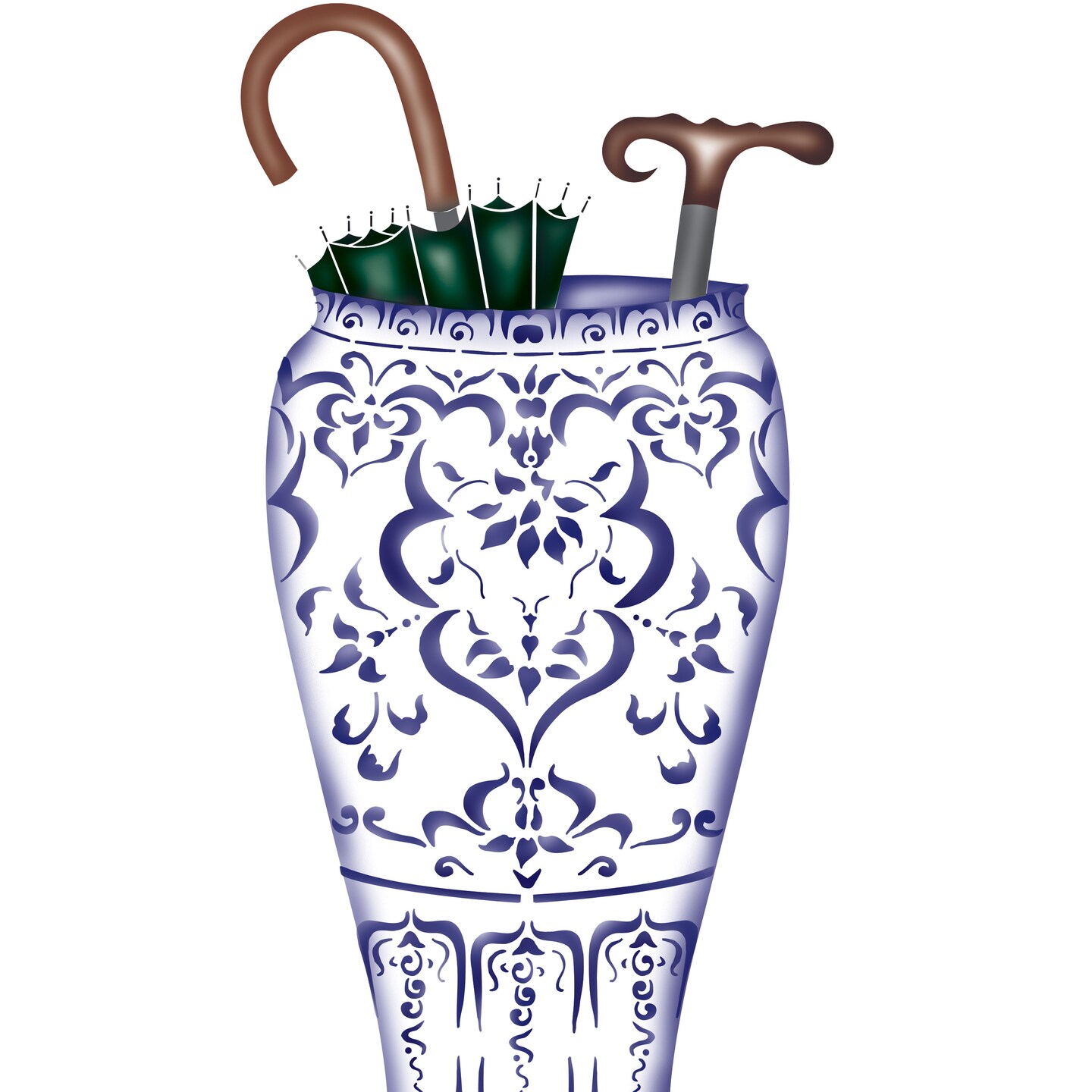 Umbrella Stand Wall Stencil | 2090 by Designer Stencils | Pattern Stencils | Reusable Stencils for Painting | Safe & Reusable Template for Wall Decor | Try This Stencil Instead of a Wallpaper | Easy to Use & Clean Art Stencil Pattern