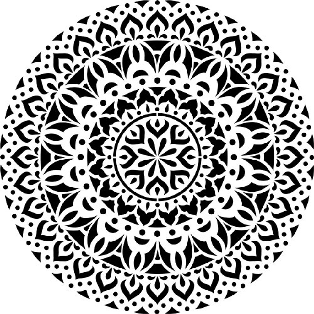 Shanti Mandala Embossing 12 x 12 Stencil | FS029 by Designer Stencils | Mandala &#x26; Medallion Stencils | Reusable Stencil for Painting on Wood, Wall, Tile, Canvas, Paper, Fabric, Furniture, Floor | Stencil for Home Makeover | Easy to Use &#x26; Clean