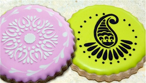 2-Inch Mehndi Cookie Stencil Set | C395 by Designer Stencils | Cookie Decorating Tools | Baking Stencils for Royal Icing, Airbrush, Dusting Powder | Reusable Plastic Food Grade Stencil for Cookies | Easy to Use &#x26; Clean Cookie Stencil