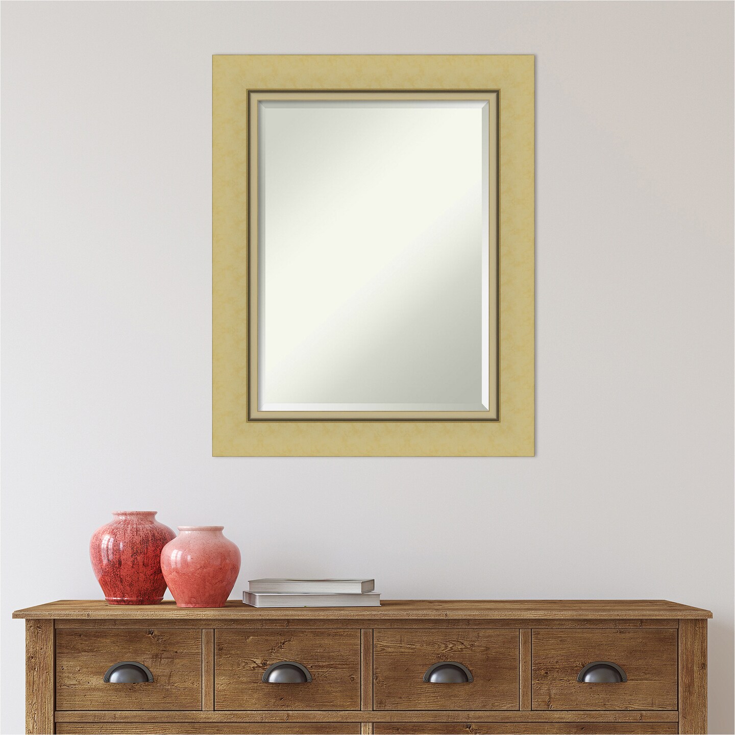 Beveled Bathroom Wall Mirror, Landon Gold Frame