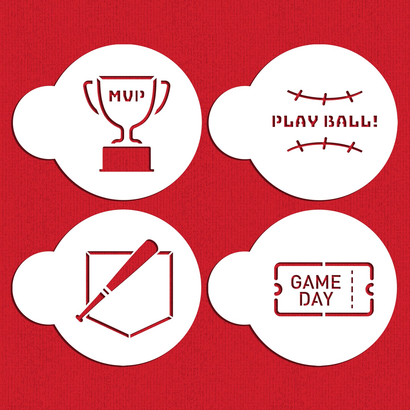 Small Sports Themed Candy Stencils | C1078 by Designer Stencils | Candy & Cookie Decorating Tools | Baking Stencils for Royal Icing, Airbrush, Dusting Powder | Reusable Plastic Food Grade Stencil for Cookies | Easy to Use & Clean