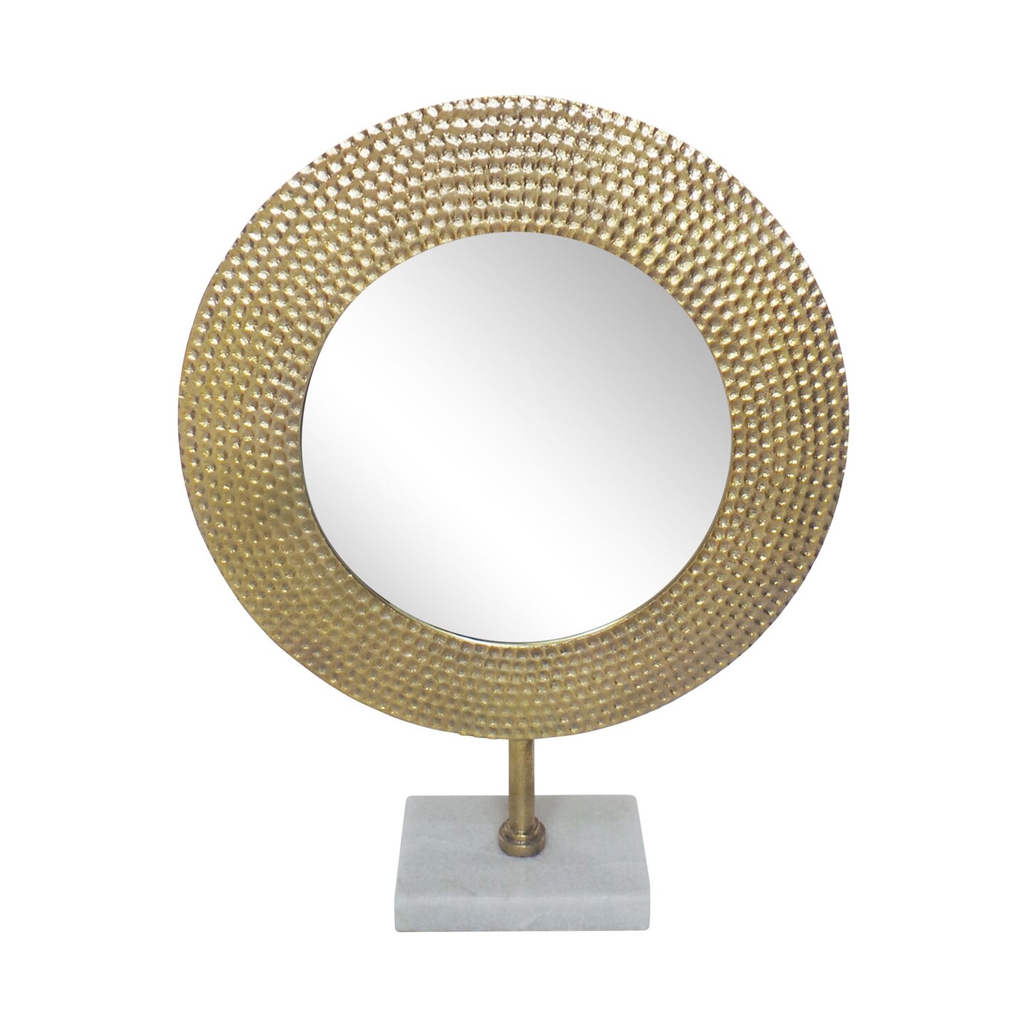 Kingston Living 20.5" Gold and Silver Glass Hammered Mirror on Stand