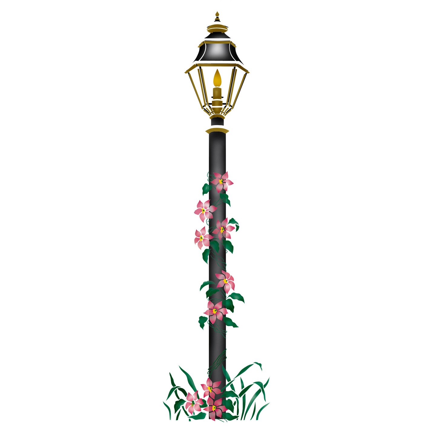 Small Lamp Post Wall Stencil | 2430 by Designer Stencils | Pattern Stencils | Reusable Stencils for Painting | Safe &#x26; Reusable Template for Wall Decor | Try This Stencil Instead of a Wallpaper | Easy to Use &#x26; Clean Art Stencil Pattern