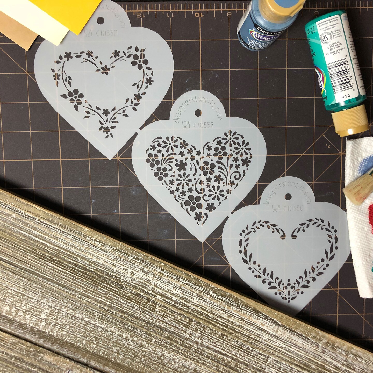Floral Hearts Cookie Stencil Set | C1055 by Designer Stencils | Cookie Decorating Tools |