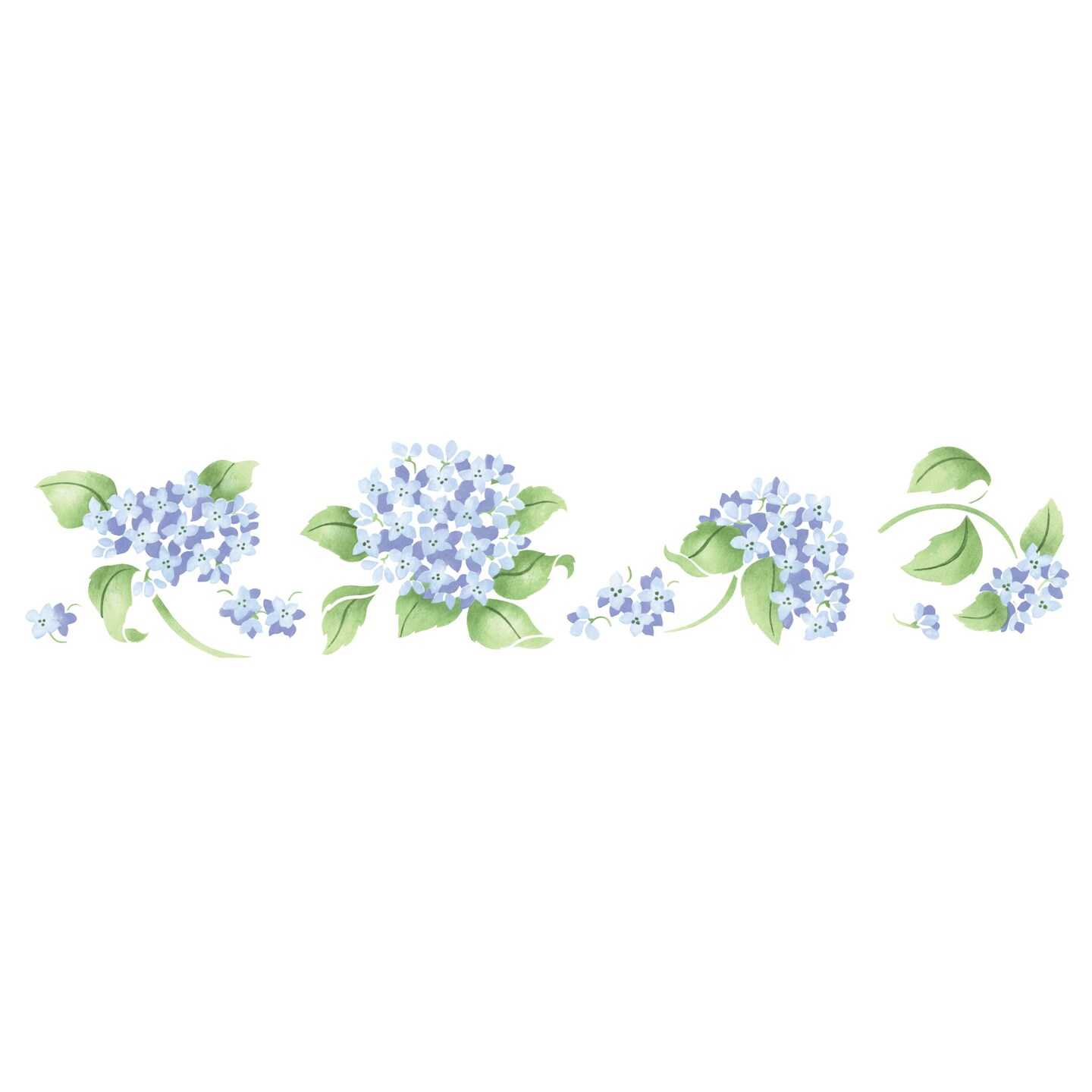 Small Hydrangea Wall Stencil Border | 2077 by Designer Stencils | Floral Stencils | Reusable Art Craft Stencils for Painting on Walls, Canvas, Wood | Reusable Plastic Paint Stencil for Home Makeover | Easy to Use & Clean Art Stencil