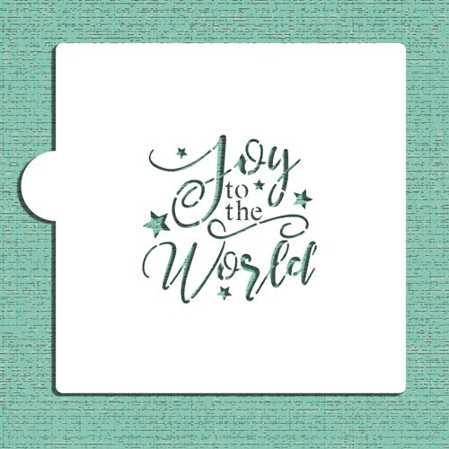 Joy to The World Cookie &#x26; Craft Stencil | CM168 by Designer Stencils | Cookie Decorating Tools | Baking Stencils for Royal Icing, Airbrush, Dusting Powder | Craft Stencils for Canvas, Paper, Wood | Reusable Food Grade Stencil