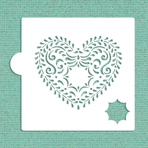 Monogram Heart Cookie &#x26; Craft Stencil | CM064 by Designer Stencils | Cookie Decorating Tools | Baking Stencils for Royal Icing, Airbrush, Dusting Powder | Craft Stencils for Canvas, Paper, Wood | Reusable Food Grade Stencil