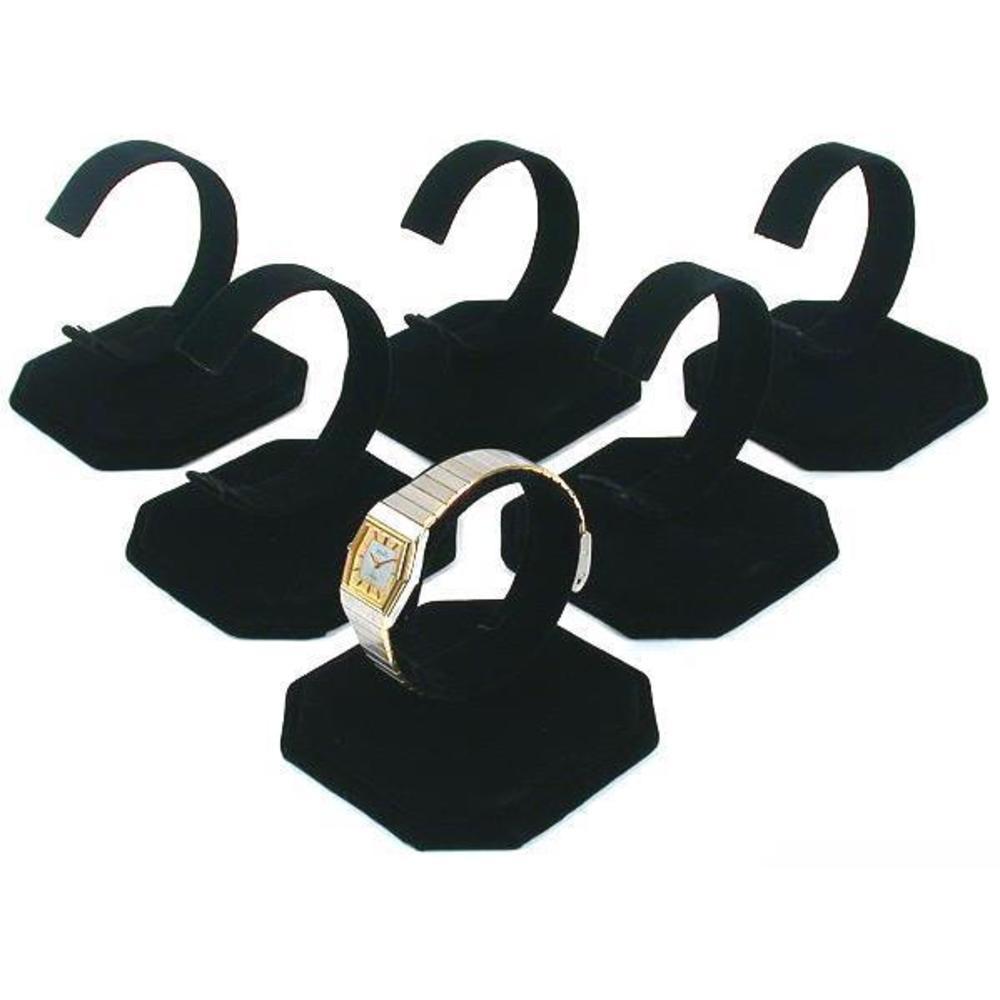 6 Black Velvet Watch Jewelry Bracelet Display Stands