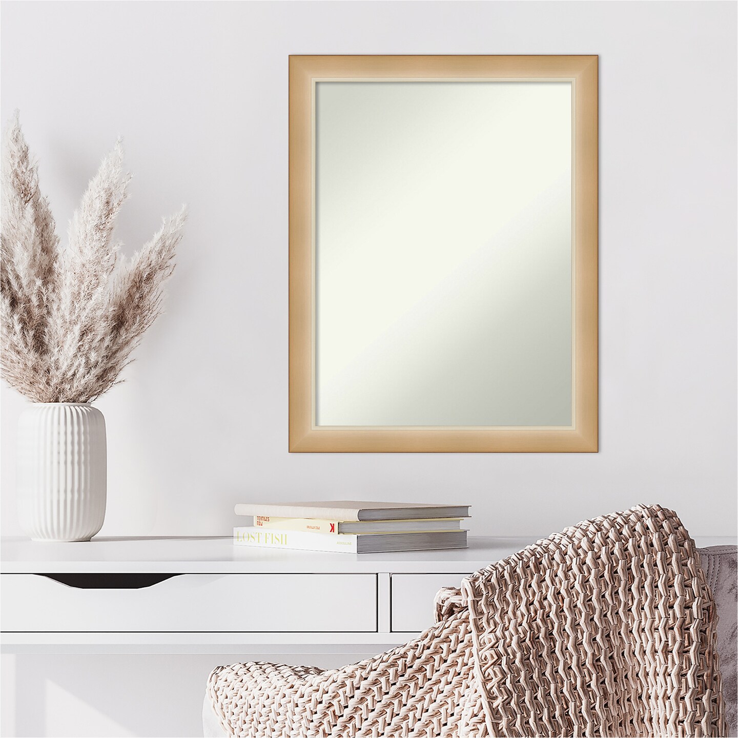 Amanti Art Non-Beveled Wall Mirror, Eva Black Silver Narrow Frame