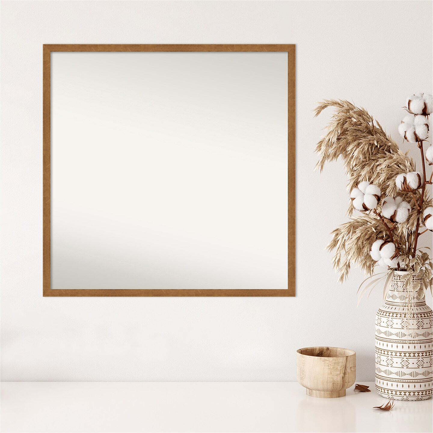 Amanti Art Non-Beveled Wood Wall Mirror, Carlisle Blonde Narrow Frame