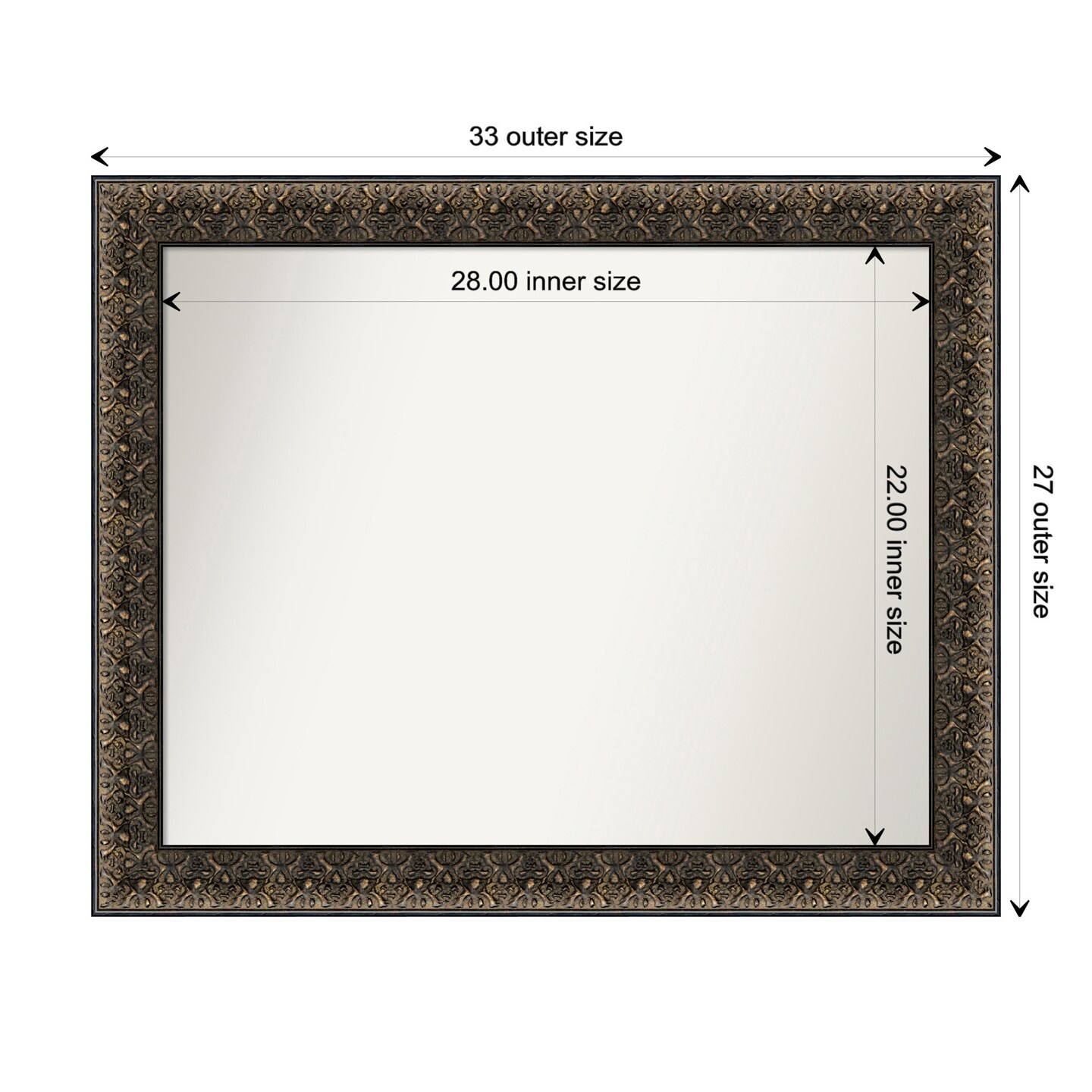 Amanti Art Non-Beveled Wood Wall Mirror, Intaglio Embossed Black Frame