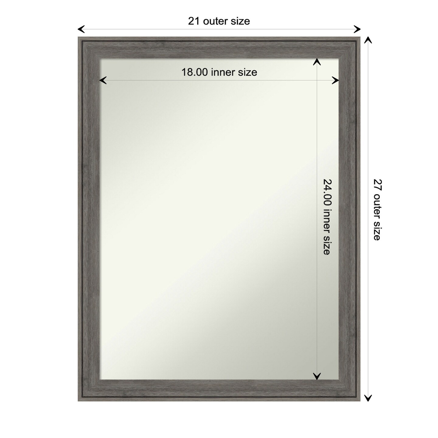 Amanti Art Non-Beveled Wood Wall Mirror, Regis Barnwood Grey Narrow Frame