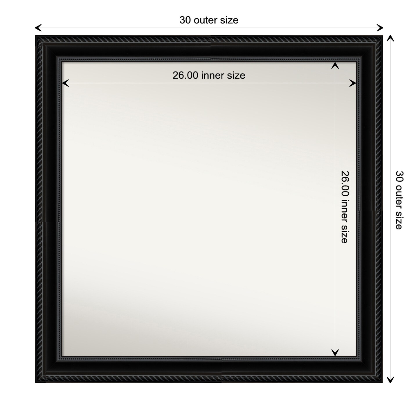 Amanti Art Non-Beveled Wall Mirror, Corded Black Frame