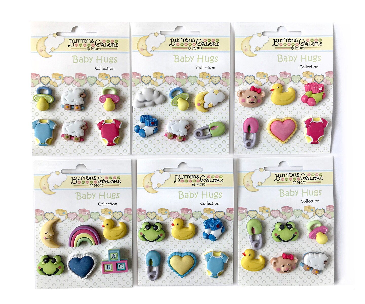 Buttons Galore Baby Hugs Button Set – 36-Piece Baby-Themed Craft & Sewing Buttons, Includes Ducks, Booties & Pacifiers for DIY, Scrapbooking & Nursery Decor