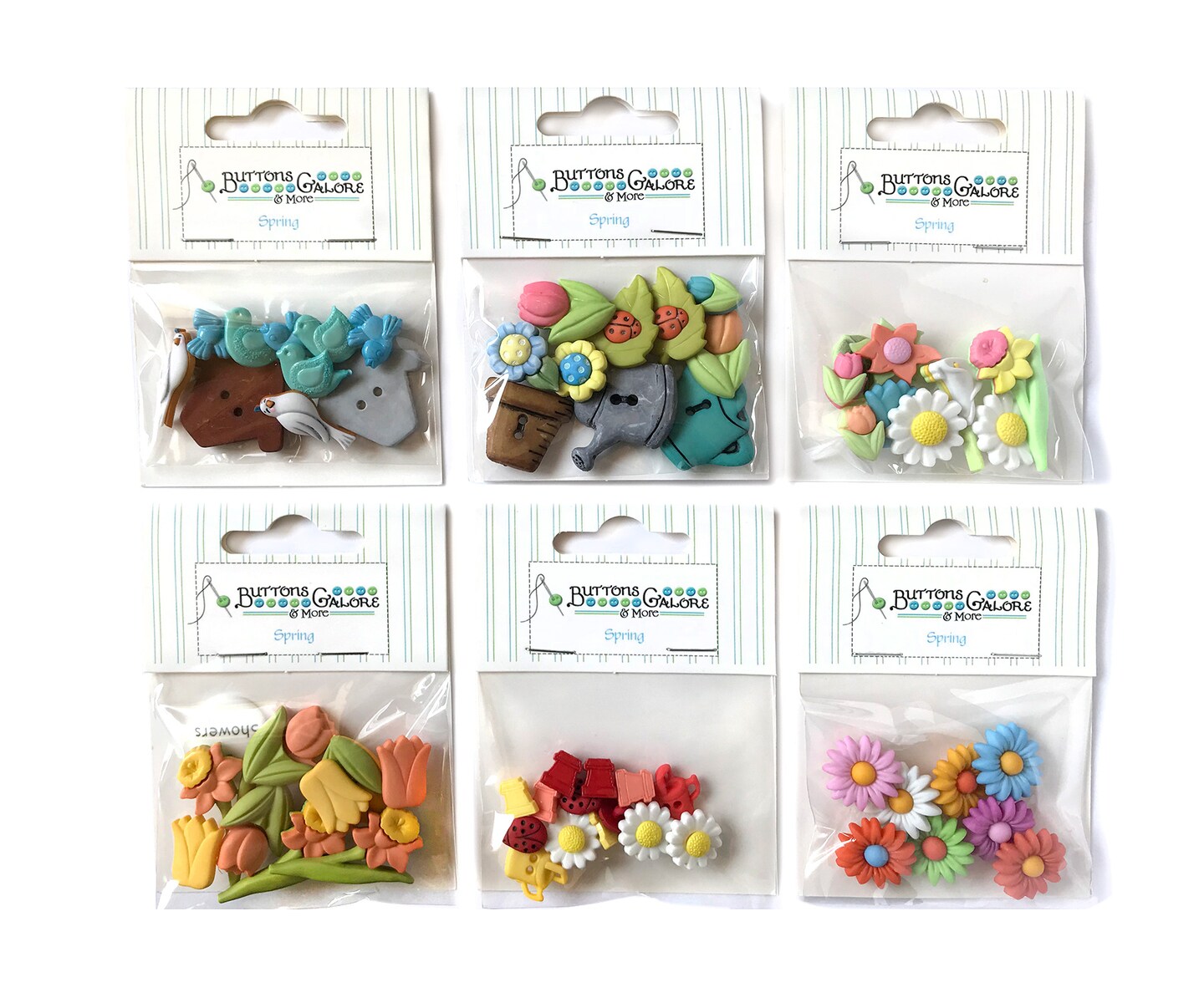 Buttons Galore 50+ Assorted Spring Buttons for Sewing & Crafts - Set of 6 Button Packs