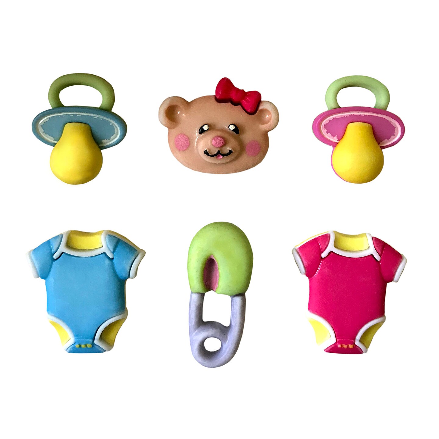 Buttons Galore Baby Hugs Button Set – 36-Piece Baby-Themed Craft & Sewing Buttons, Includes Ducks, Booties & Pacifiers for DIY, Scrapbooking & Nursery Decor