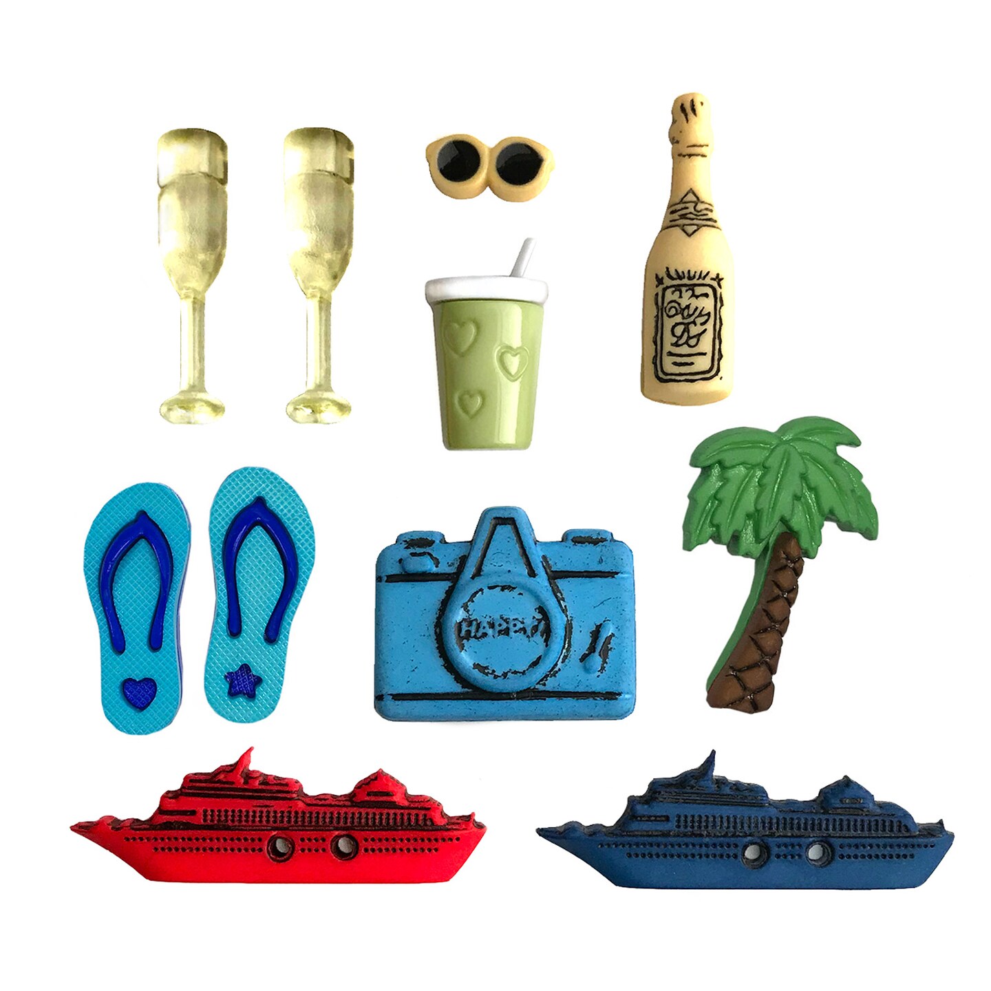 Assorted Nautical Buttons – 50+ Piece Set for Sewing, Scrapbooking & DIY Crafts – Boats, Shells, Marine Animals & Beach Attire