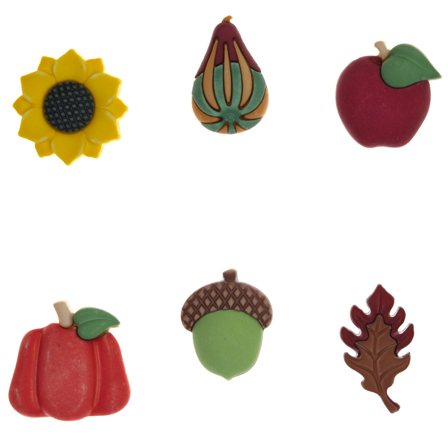 Buttons Galore and More Fall Friends Group assortment of 3D, hand dyed and hand painted craft &#x26; fashion buttons - Set of Six Cards
