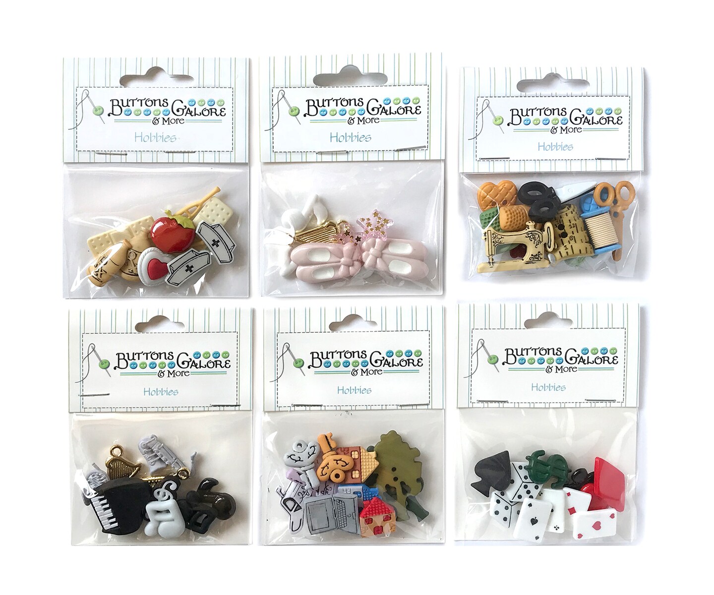 Buttons Galore 50+ Hobby Button Bundle for Sewing &#x26; Crafts - Set of 6 Button Packs