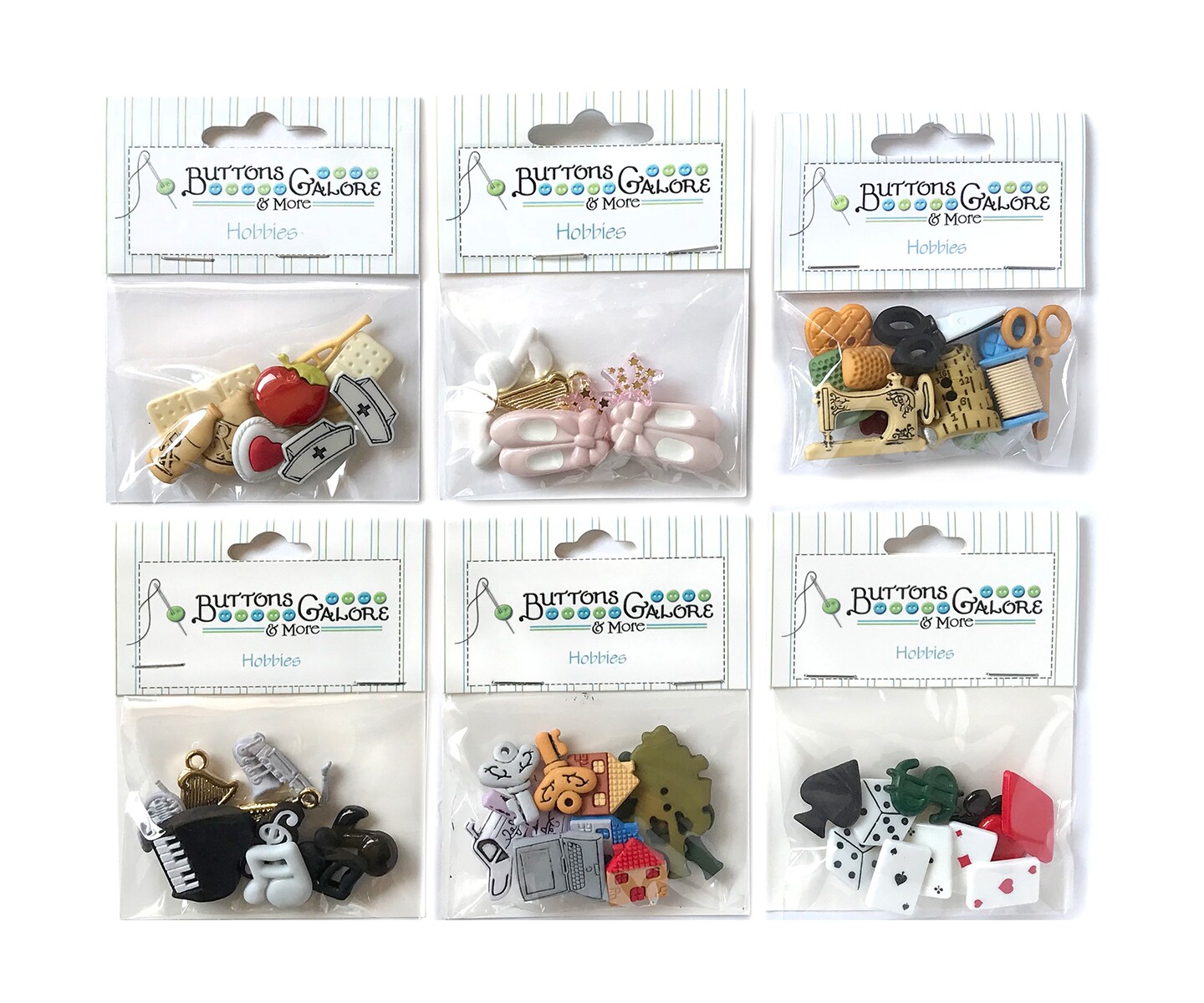 Buttons Galore 50+ Hobby Button Bundle for Sewing & Crafts - Set of 6 Button Packs