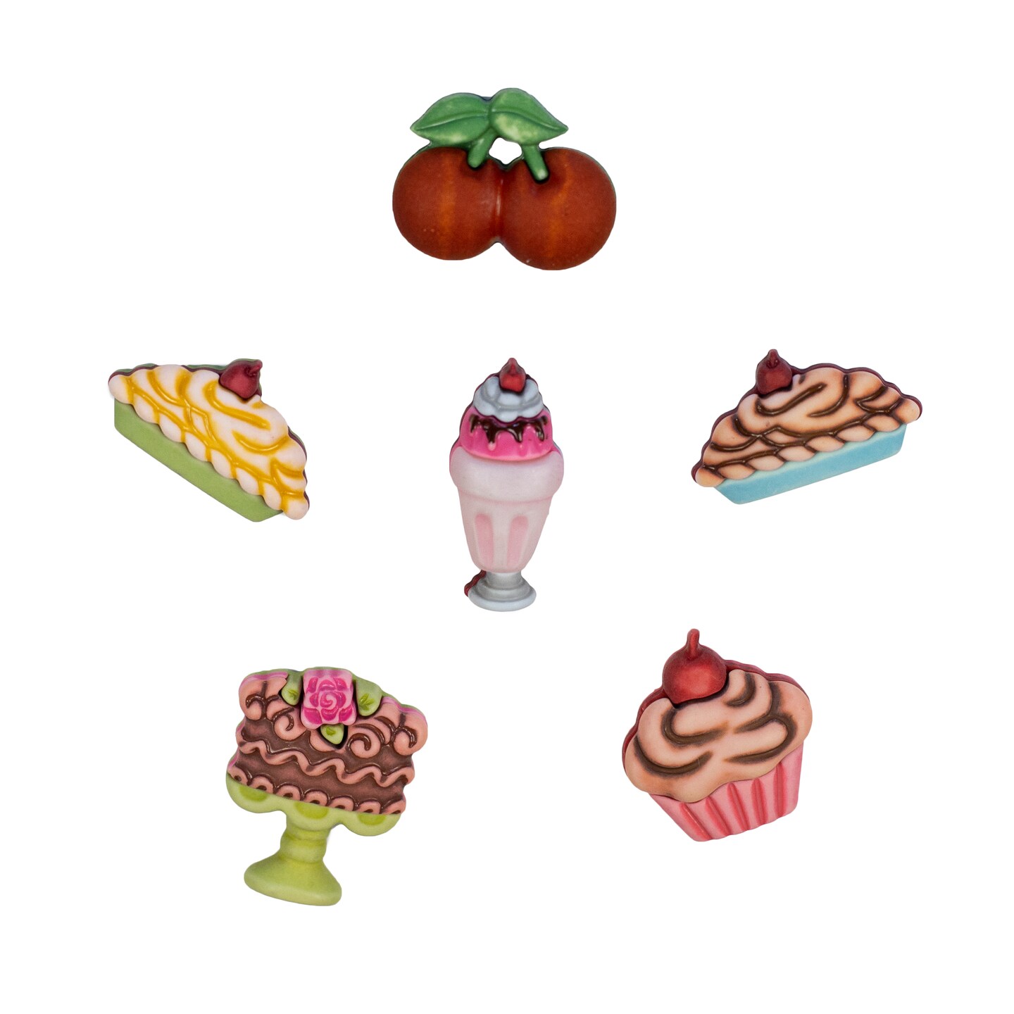 Buttons Galore and More 3D Novelty Buttons &#x2013; Sweet Delights Button Bundle - 36 Pcs