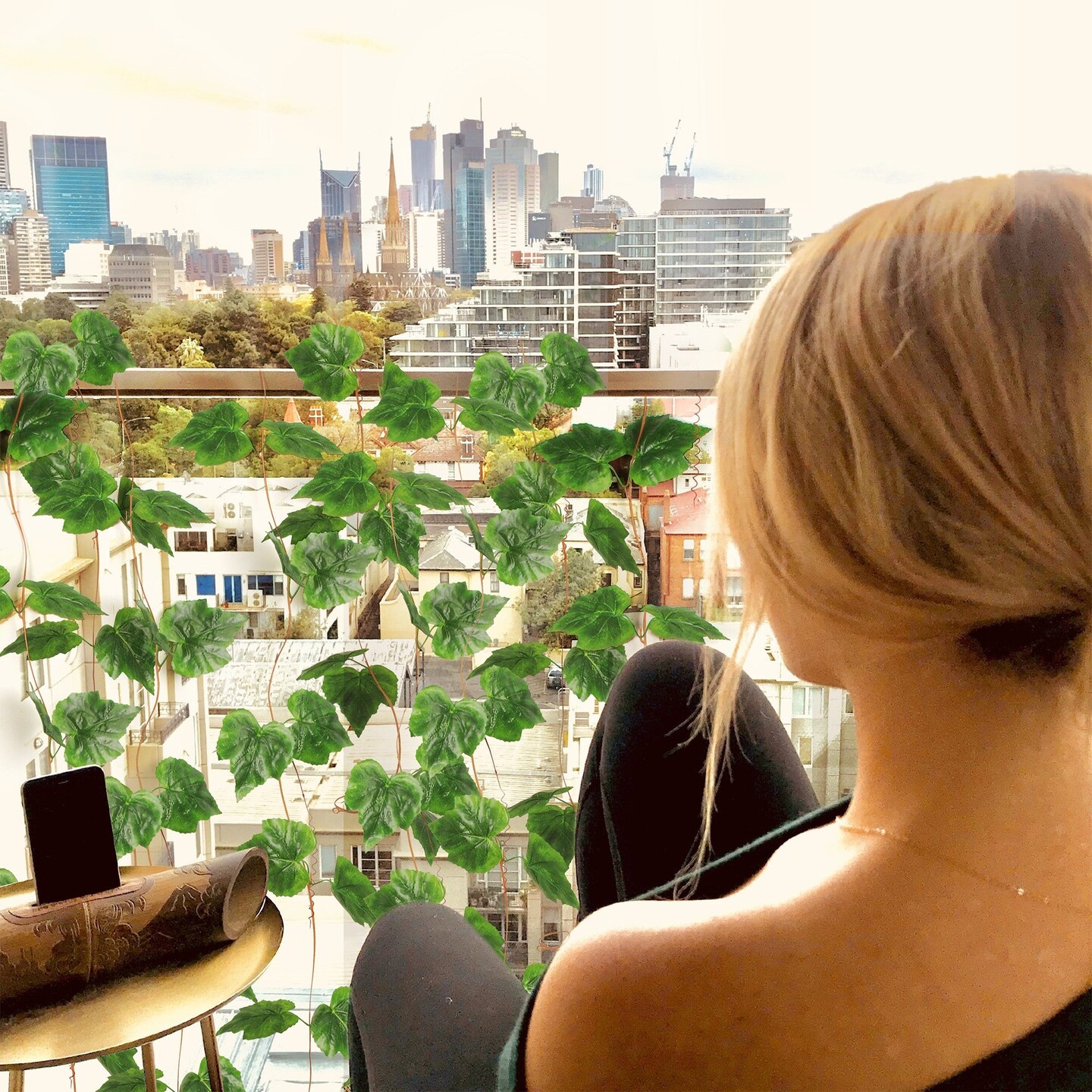 Grand Verde Artificial Vines Silk Leaves Hanging Ivy Greenery Faux Grapevine Garland Decoration Green Plants DIY Wreath Craft, 5 Strands Bulk