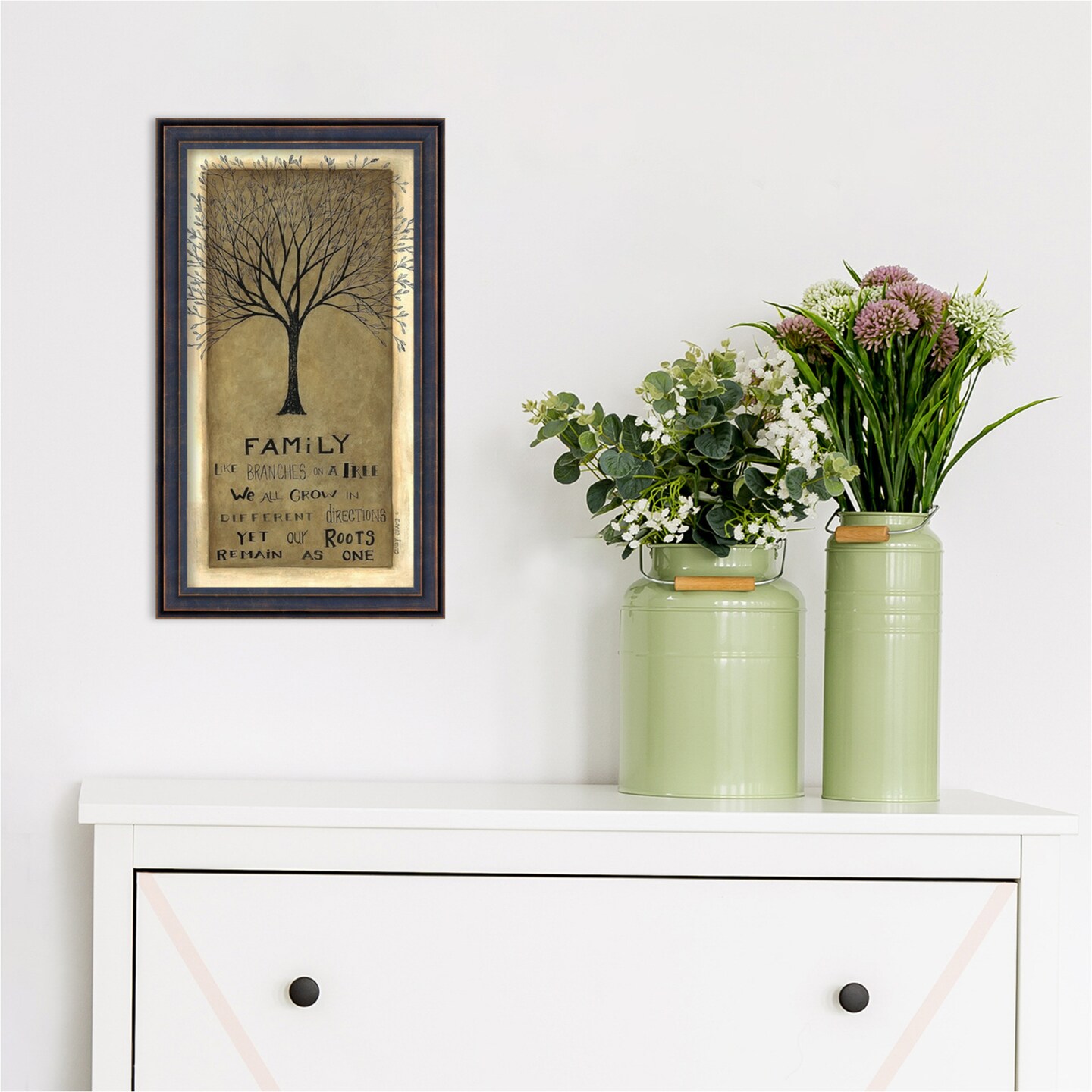 Family Tree by Cindy Shamp Wood Framed Wall Art Print 10 in. W x 17 in. H