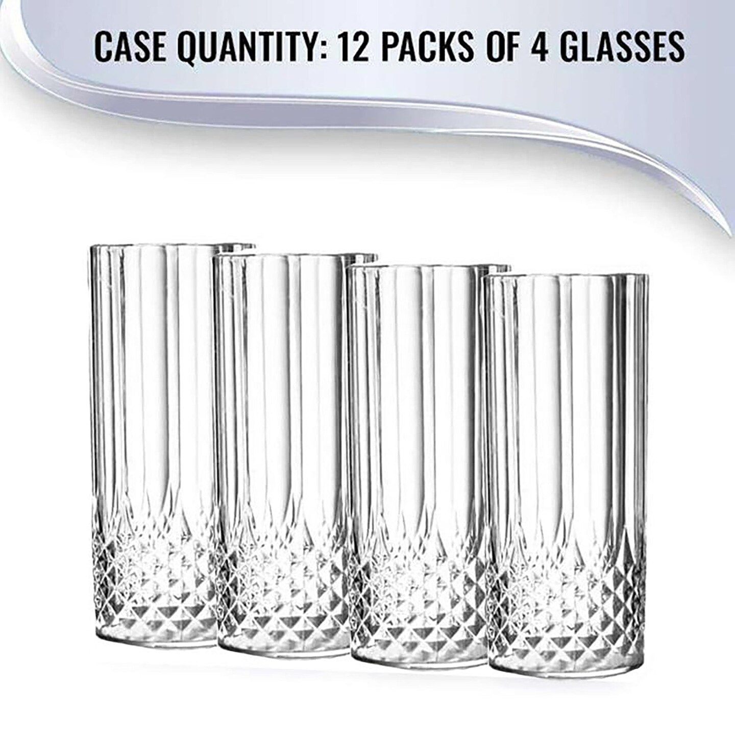 14 oz. Clear Crystal Cut High Ball Disposable Plastic Glasses