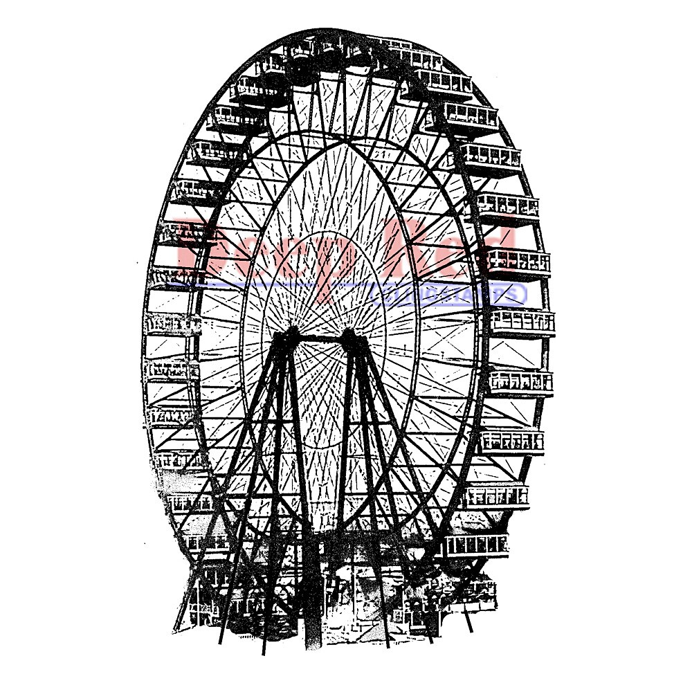Deep Red Stamps Ferris Wheel Rubber Stamp 2 x 3  inches
