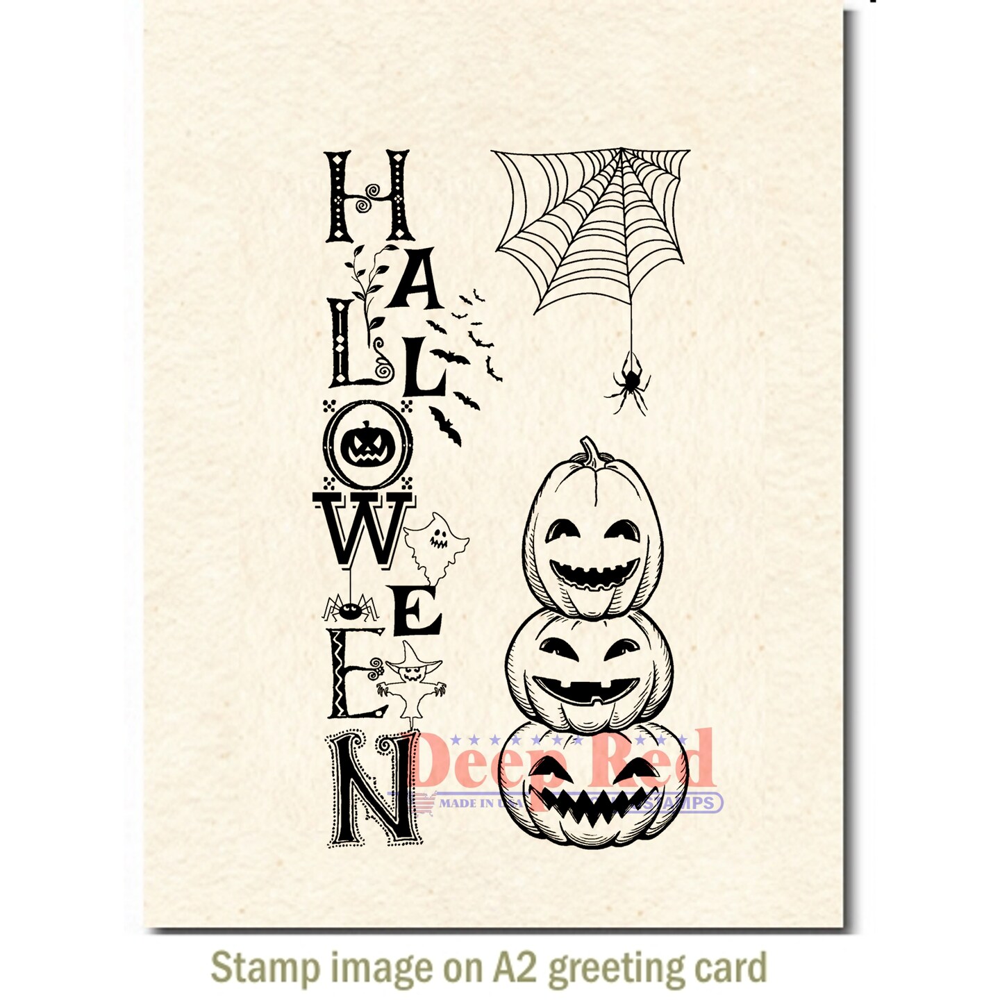 Deep Red Stamps Halloween Pumpkins Rubber Cling Stamp 2.1 x 4.2 inches