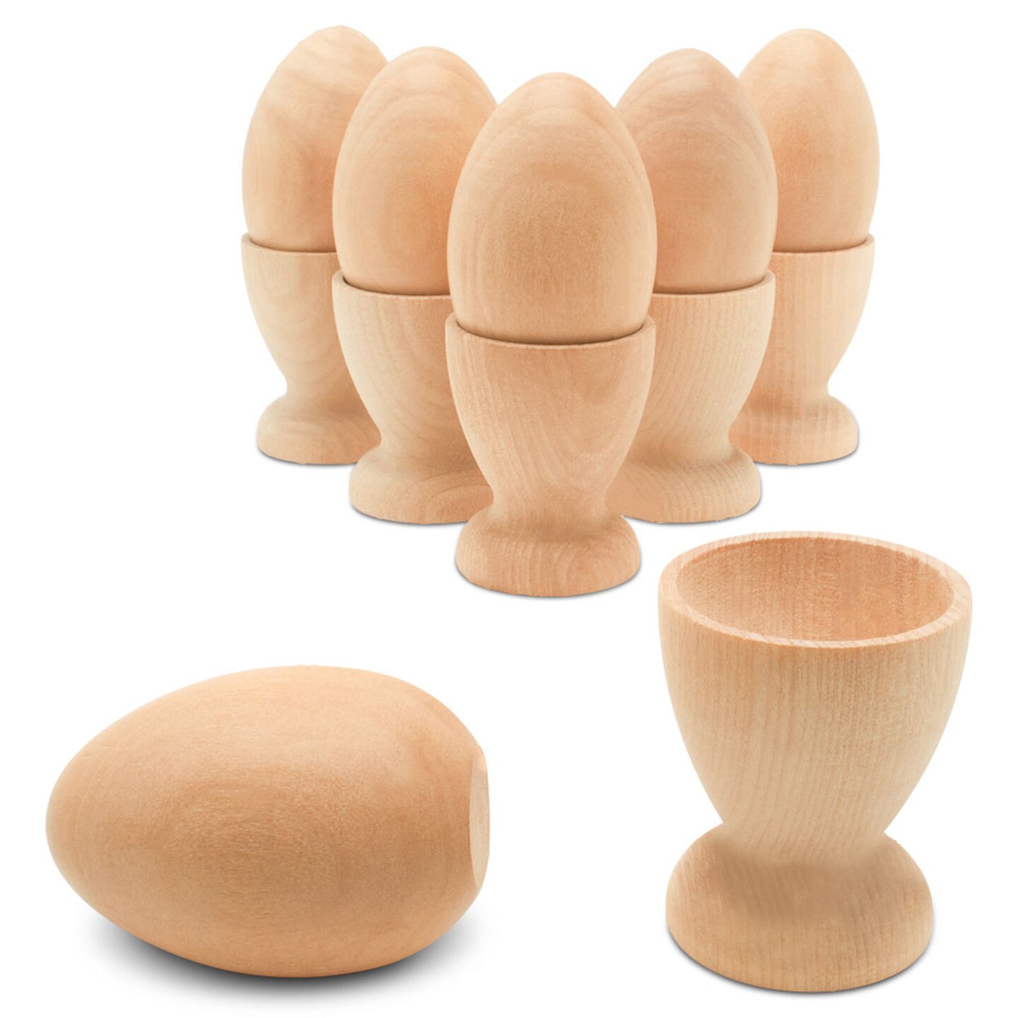 Wooden Egg Cup Holders with Wood Eggs, Spring &#x26; Easter D&#xE9;cor Crafts |Woodpeckers