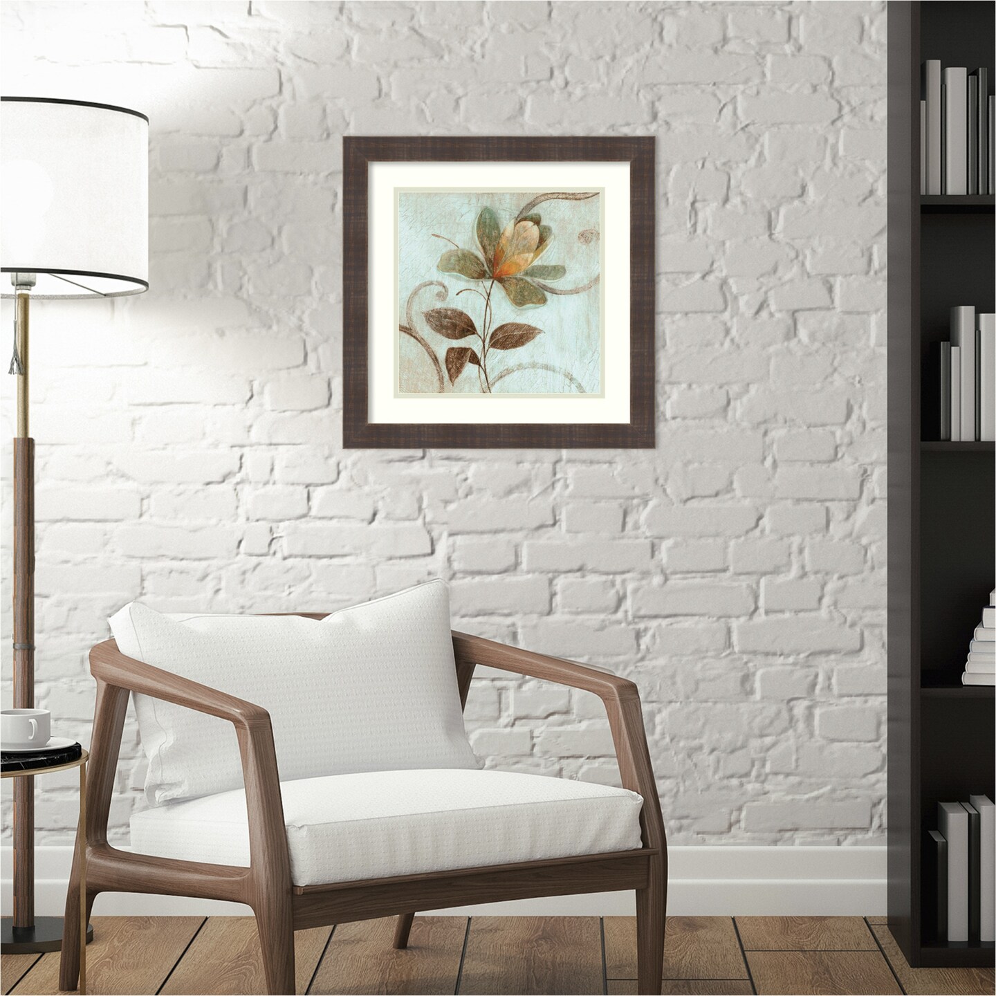 Floral Souvenir 1 by Okre Wood Framed Wall Art Print 18 in. W x 18 in. H