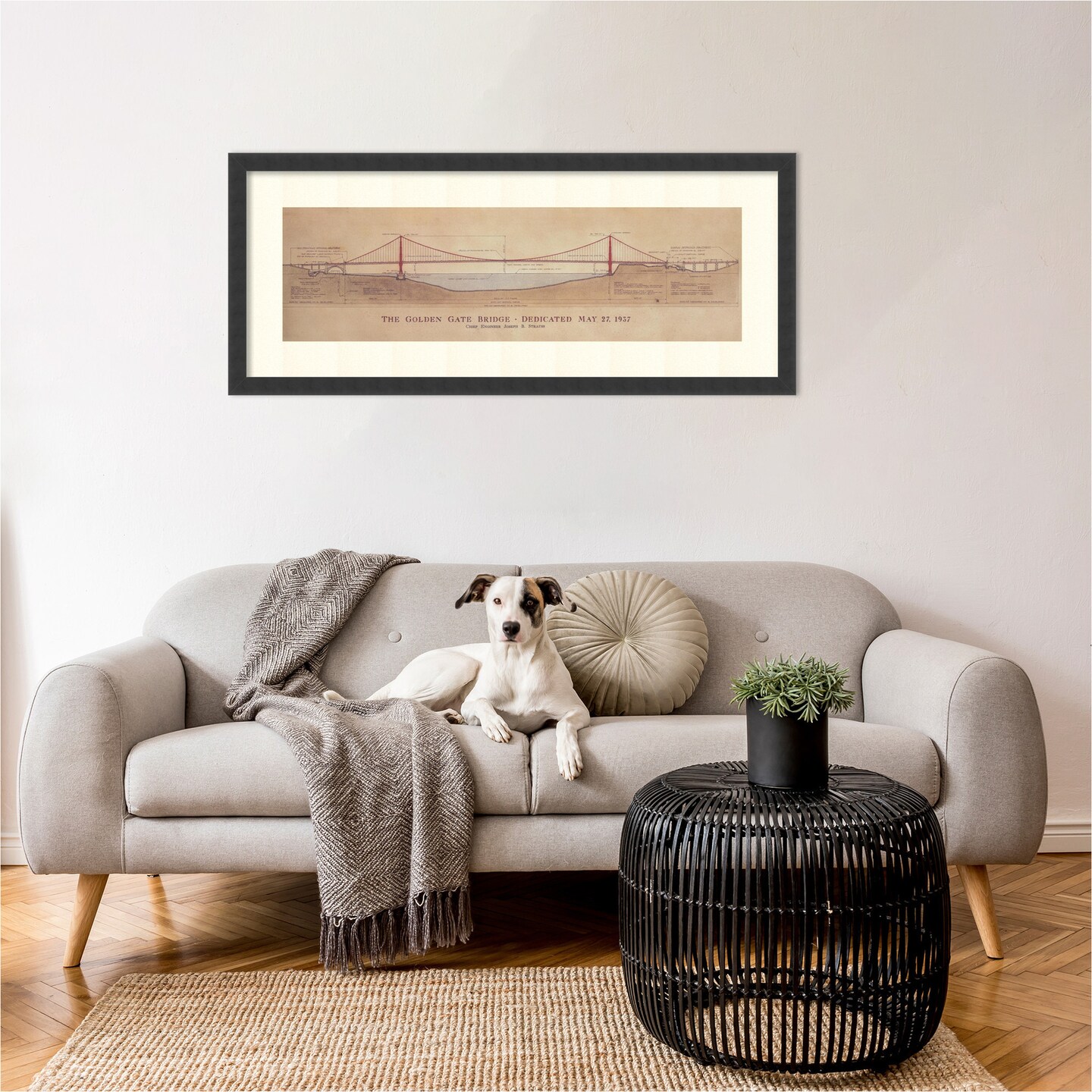 Golden Gate Bridge by Craig S. Holmes Wood Framed Wall Art Print 40 in. W x 17 in. H