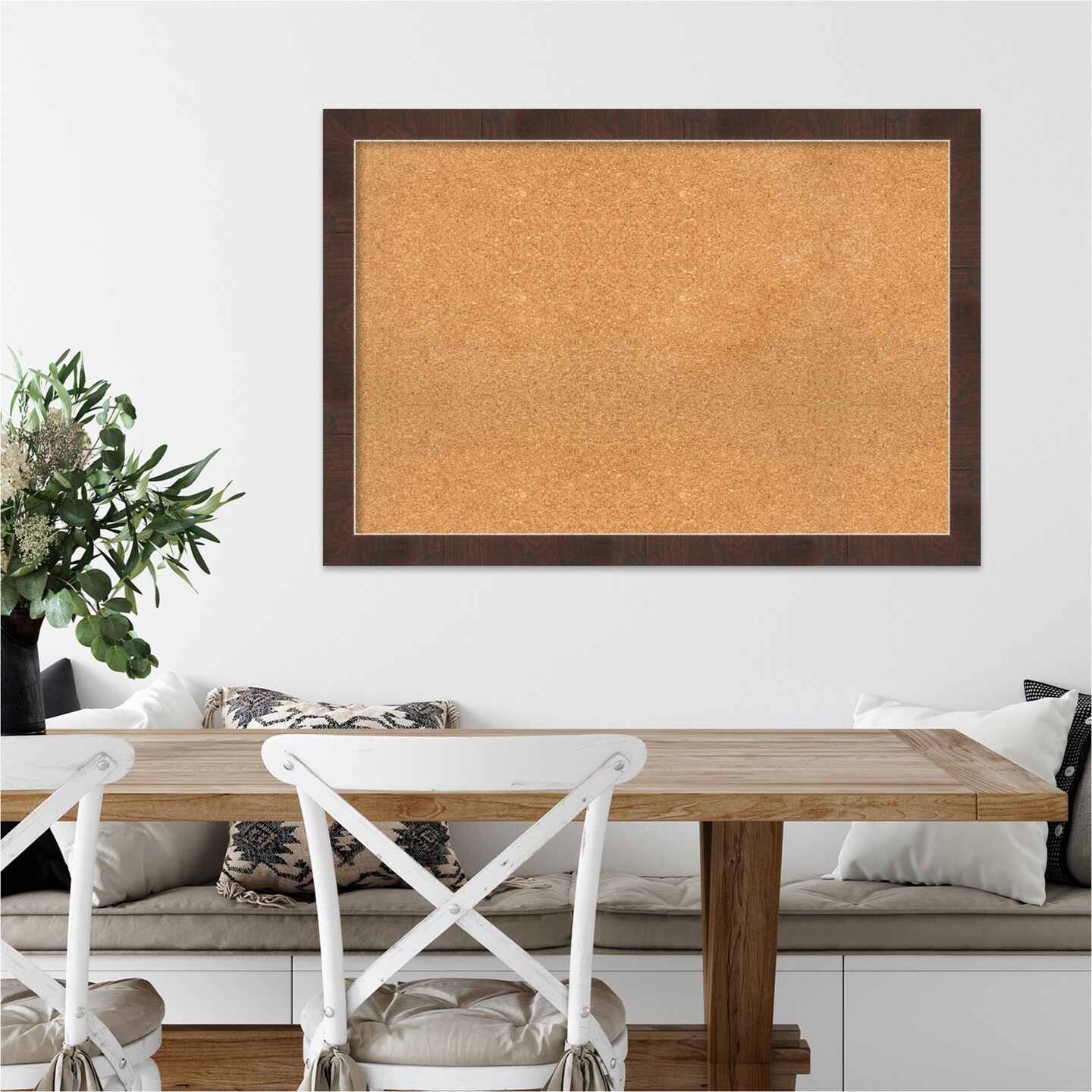 Cork Board, Wildwood Brown Narrow Frame - Bulletin Board, Organization Board, Pin Board