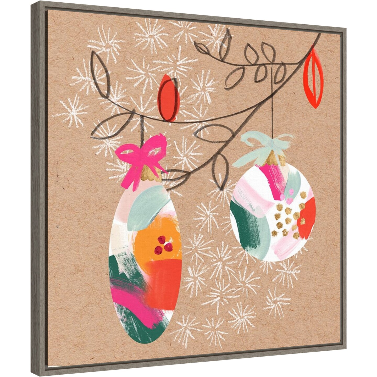 Crafty Christmas IV by Jennifer Paxton Parker 22-in. W x 22-in. H. Canvas Wall Art Print Framed in Grey
