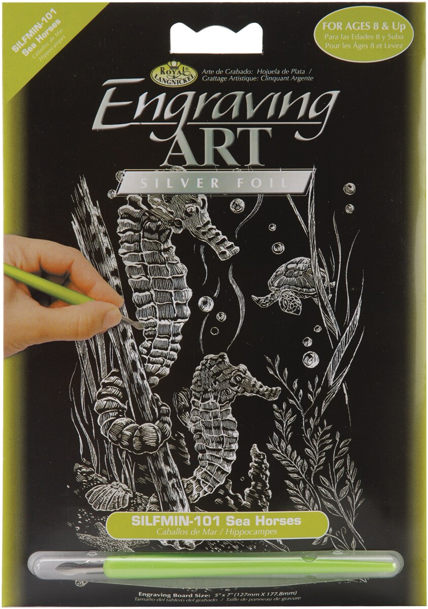 Silver Foil Engraving Art Mini Kit 5"X7"Sea Horses Stencils & Forms Michaels