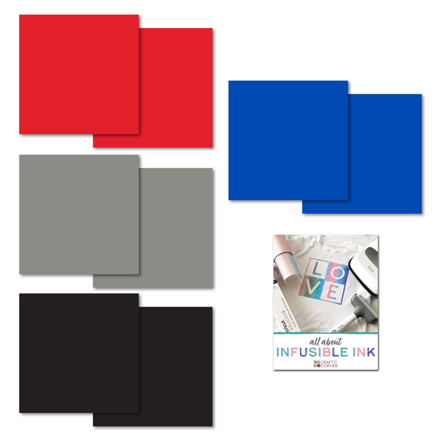 Cricut Infusible Ink Transfer Sheet Bundle in Red, Blue, Black and Grey