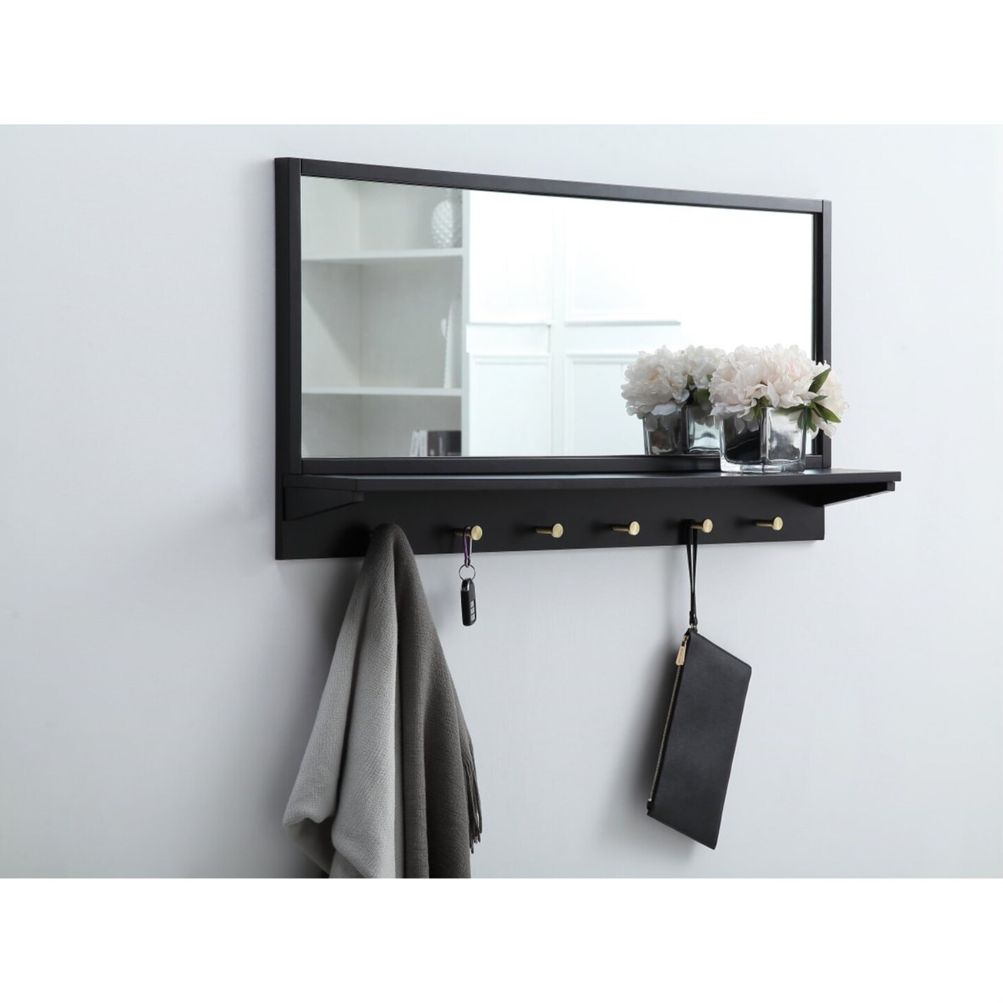 Entryway mirror with shelf 42 inch x 21 inch in black Michaels