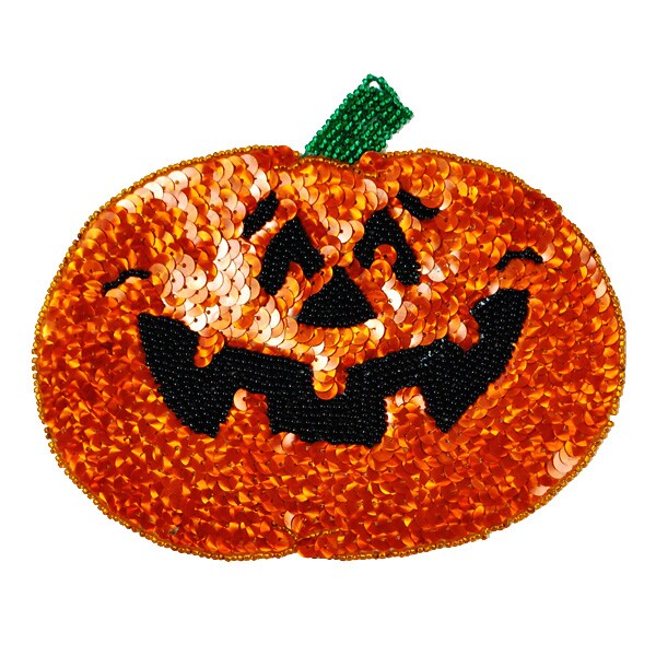 Jonathan Pumpkin Beaded Sequin Applique/Patch 6&#x22; x 5&#x22;