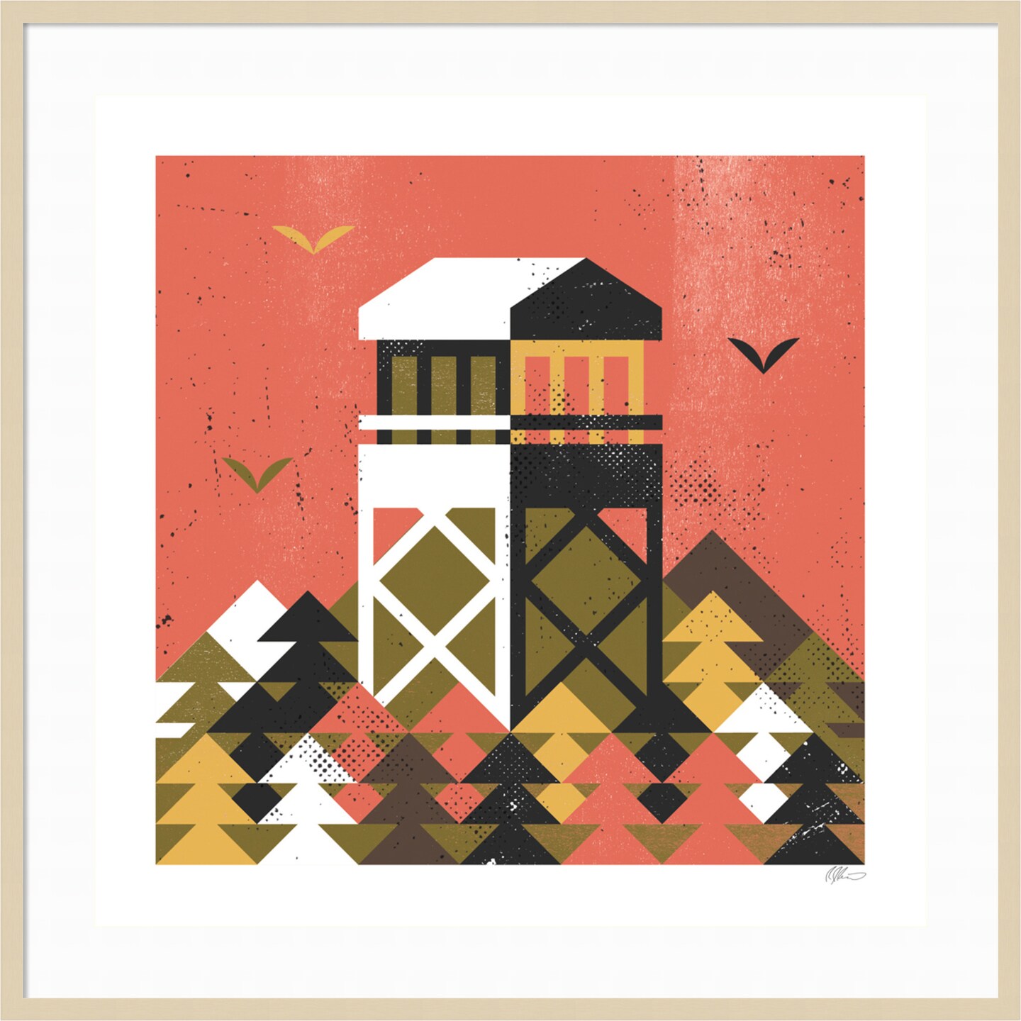 Forest Firewatch by Robert John Paterson Wood Framed Wall Art Print 41 in. W x 41 in. H