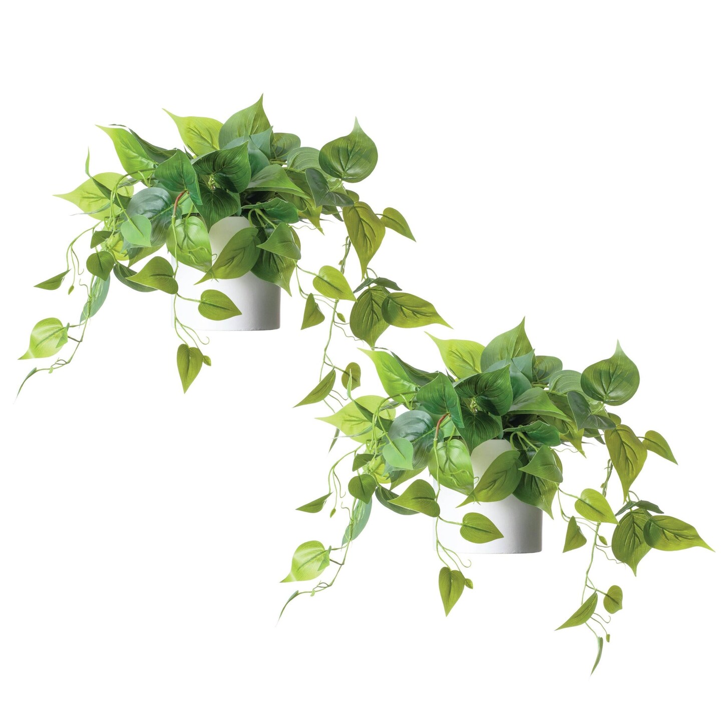 Faux Artificial Ivy Foliage Plant in White Ceramic Pot (2 Pack)