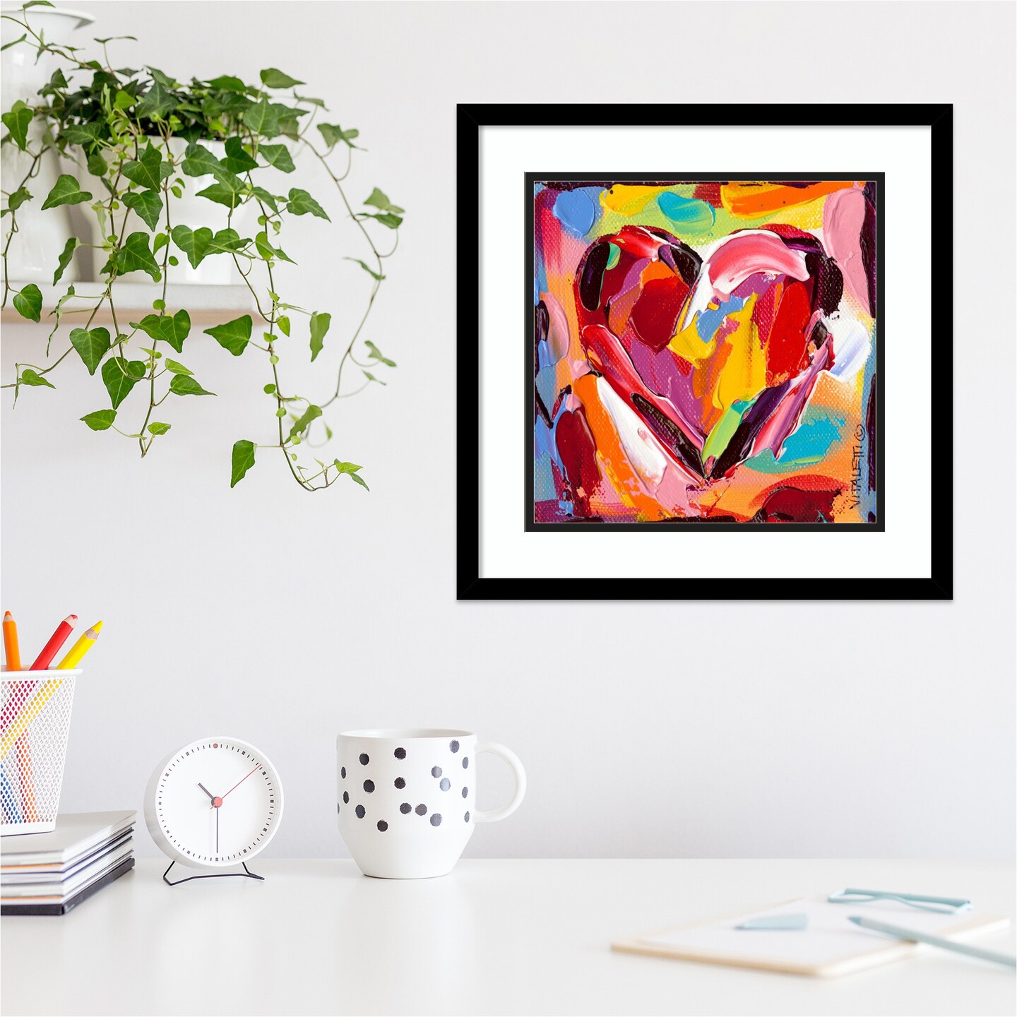 Colorful Expressions I (Heart) by Carolee Vitaletti Wood Framed Wall Art Print 17 in. W x 17 in. H