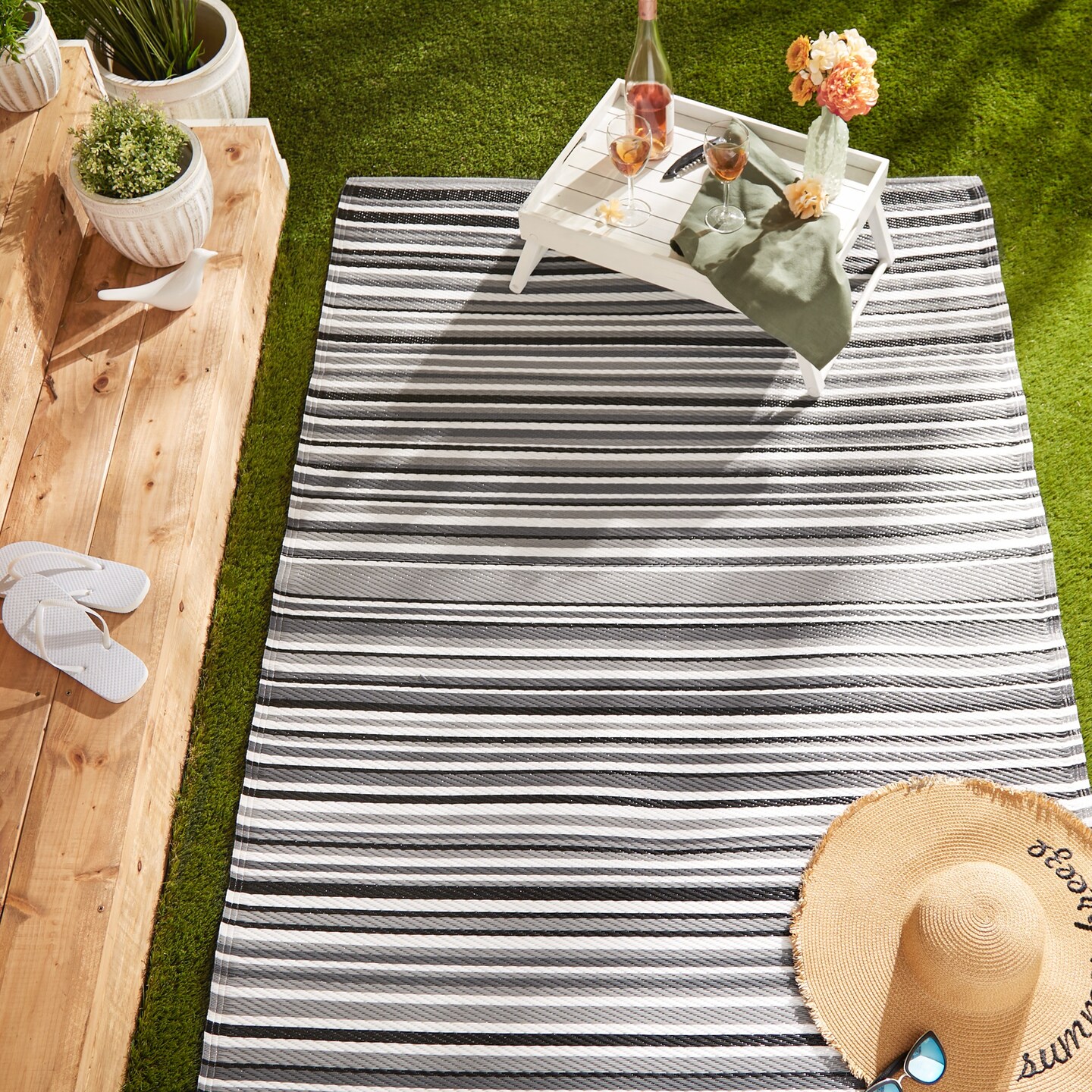 DII Urban Multi Tone Stripe Outdoor Rug 4x6 Ft | Michaels