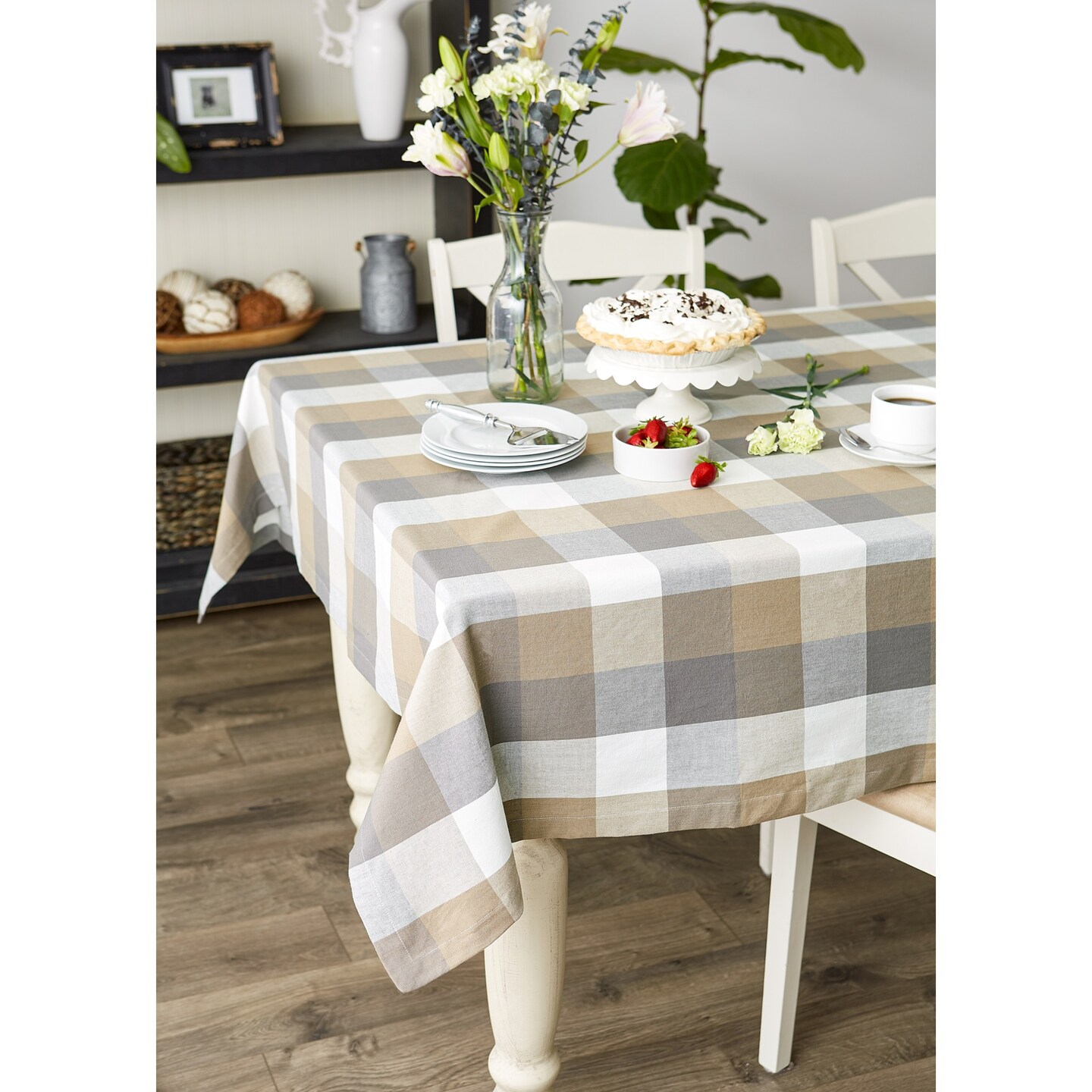 DII Stone Tri Color Check Tablecloth Michaels
