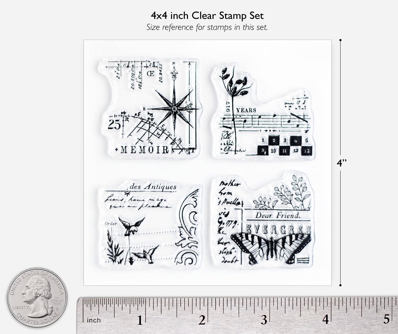 Evergreen Small Clear Stamps 4x4 inch by Wintertime Crafts