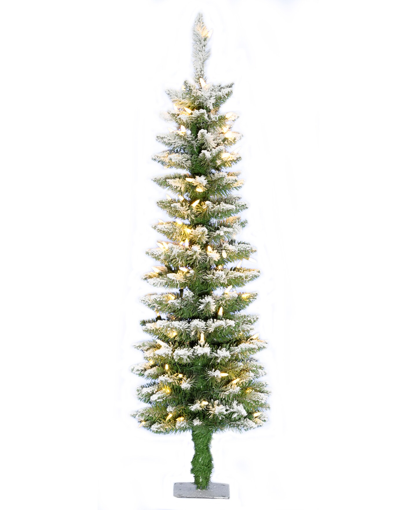 Perfect Holiday Pre-Lit Pencil Flocked Tree