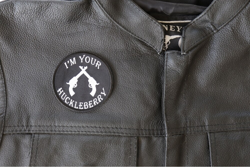 Patch, Embroidered Patch (Iron-On or Sew-On), I&#x27;m Your Huckleberry (White on Black) Revolvers, 3&#x22; Round