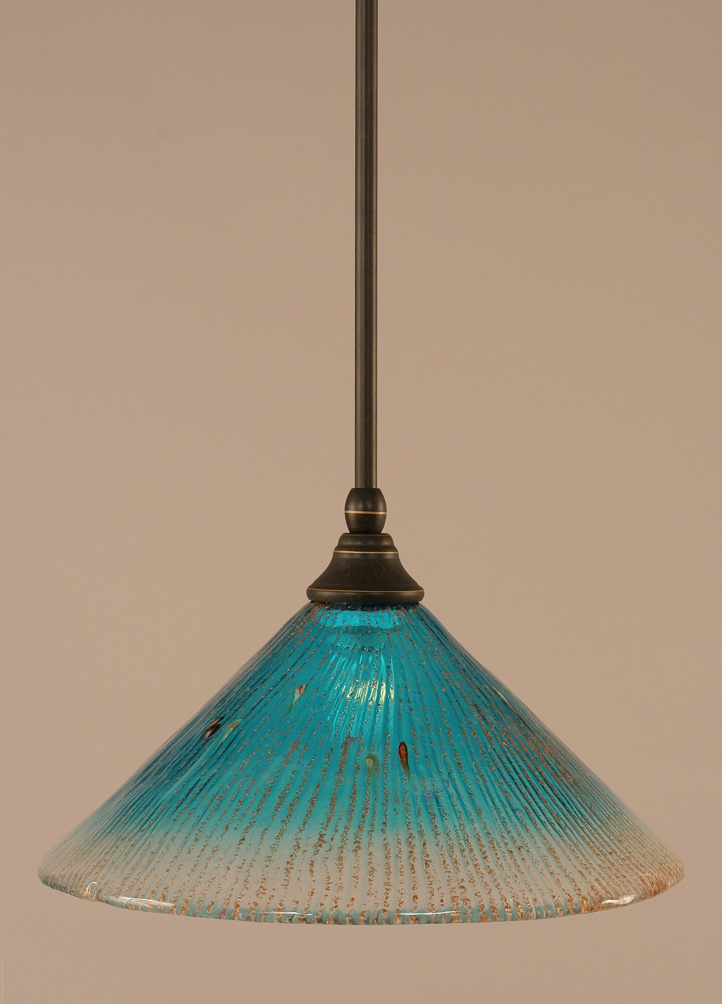 Stem Mini Pendant With Hang Straight Swivel Shown In Dark Granite Finish With 12 Teal Crystal Glass