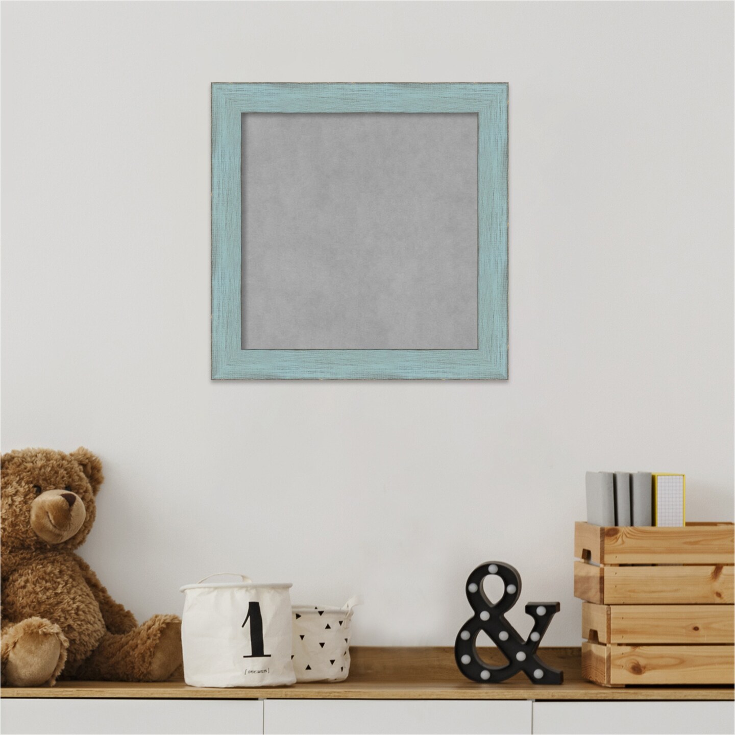 Magnetic Boards, Home Office Boards Sky Blue Rustic Framed Organization Boards