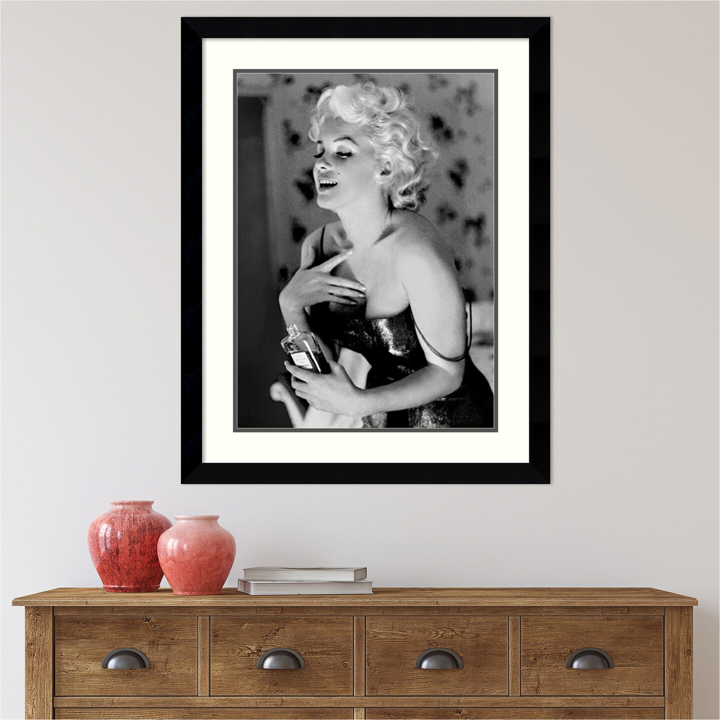 Marilyn Monroe Chanel No 5 by Ed Feingersh Wood Framed Wall Art